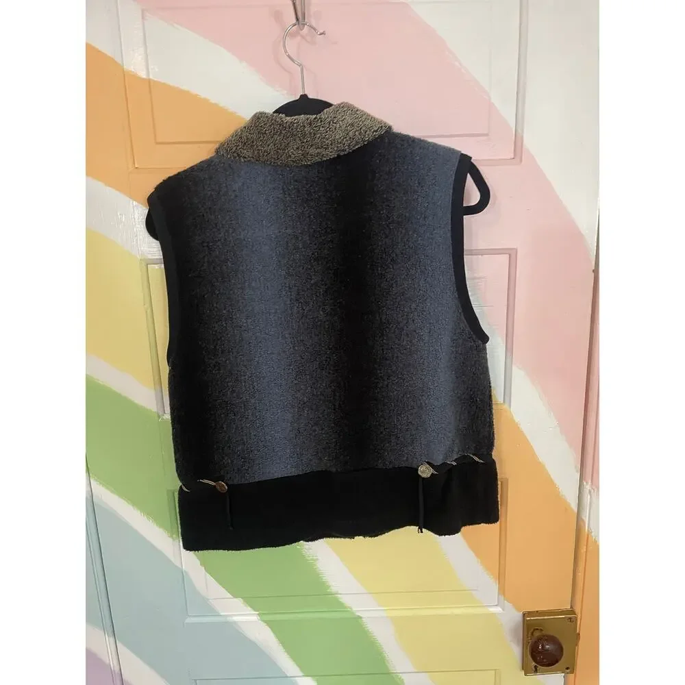 Vintage K.d. Spring Small Mixed Media Fleece Vest Wearable Art USA